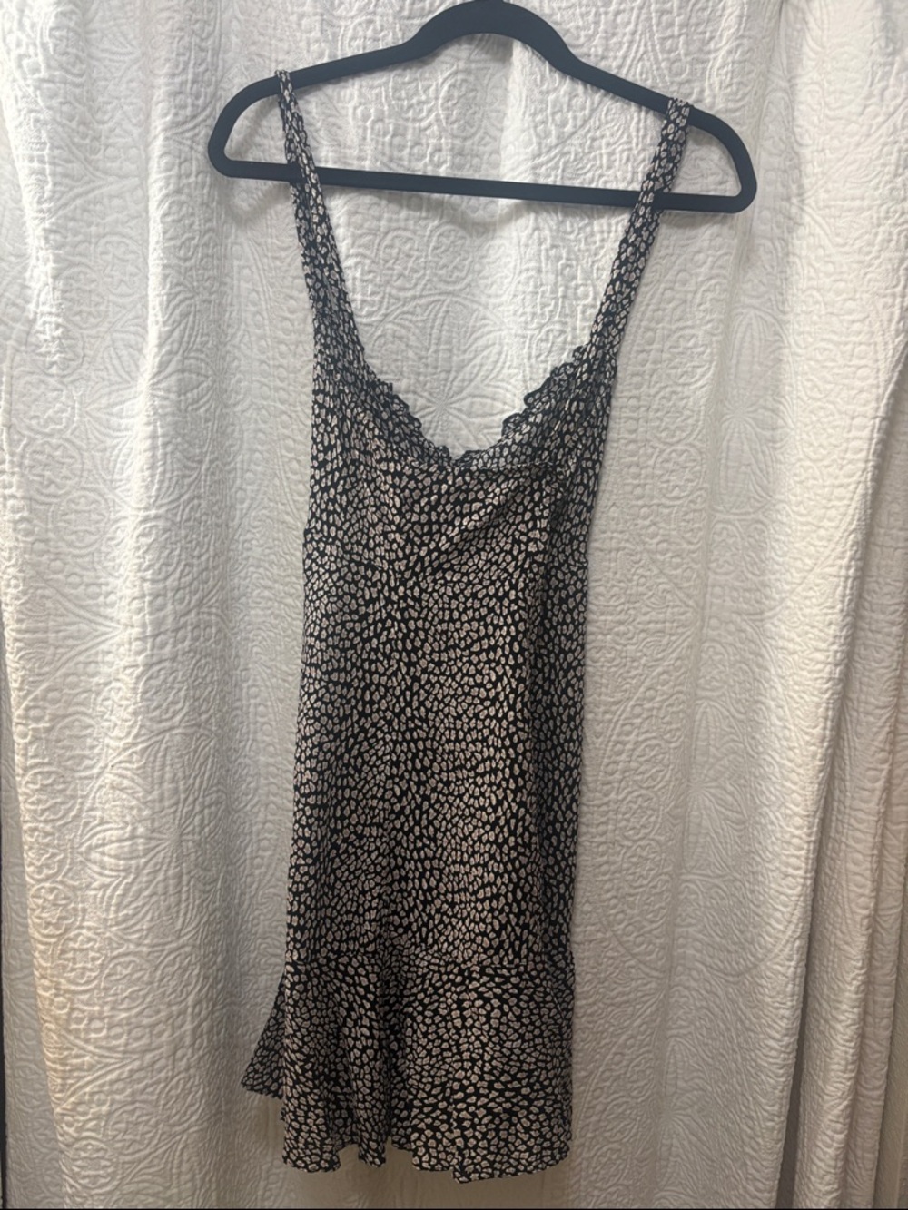 Free People Black Micro-Print Slip Dress